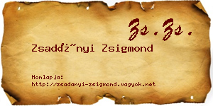 Zsadányi Zsigmond névjegykártya